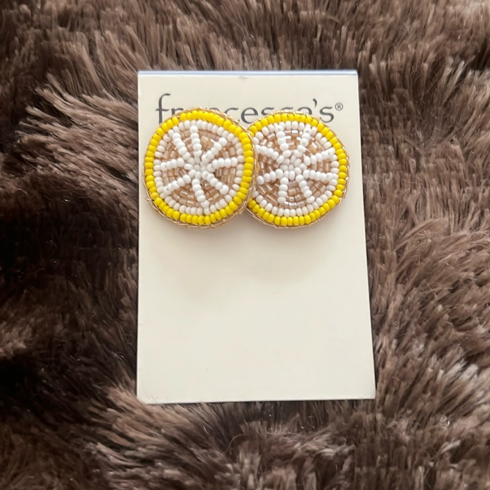 Francesca’s lemon beaded earrings never worn